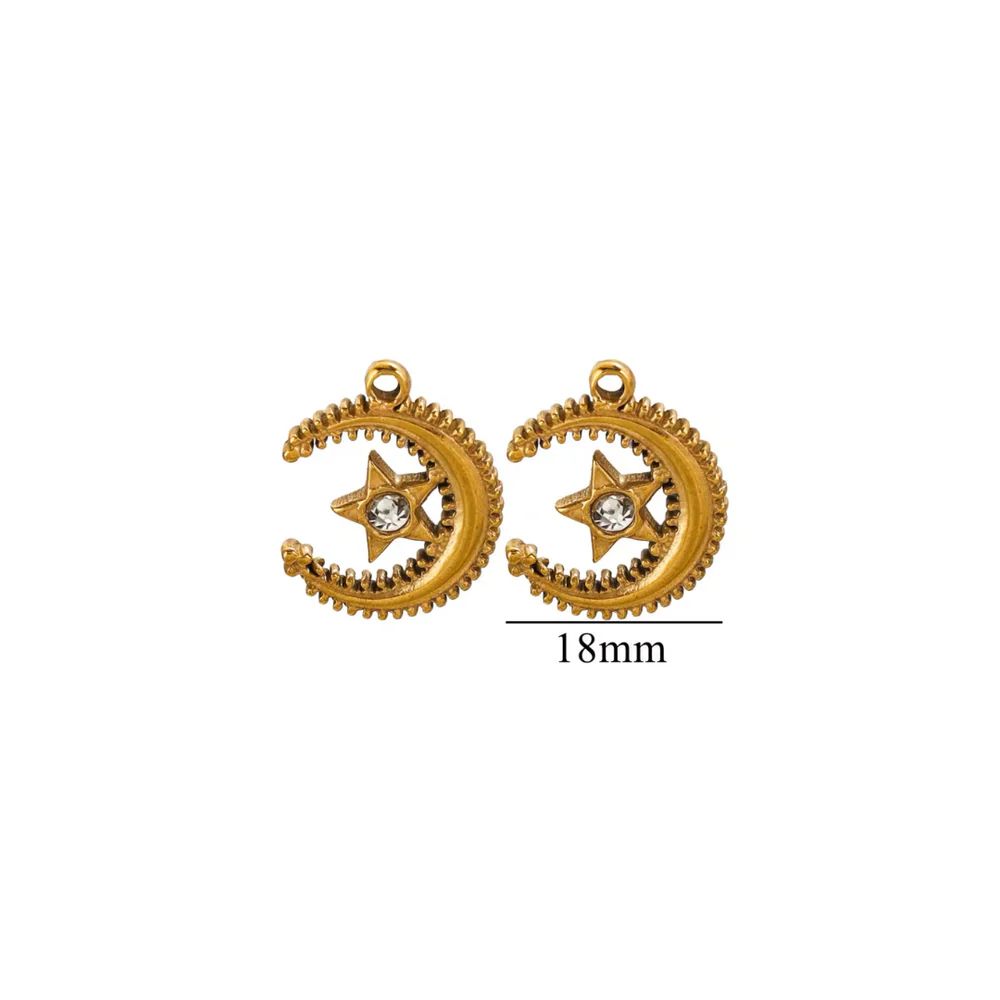 Unique stainless steel gold moon & star charm for her