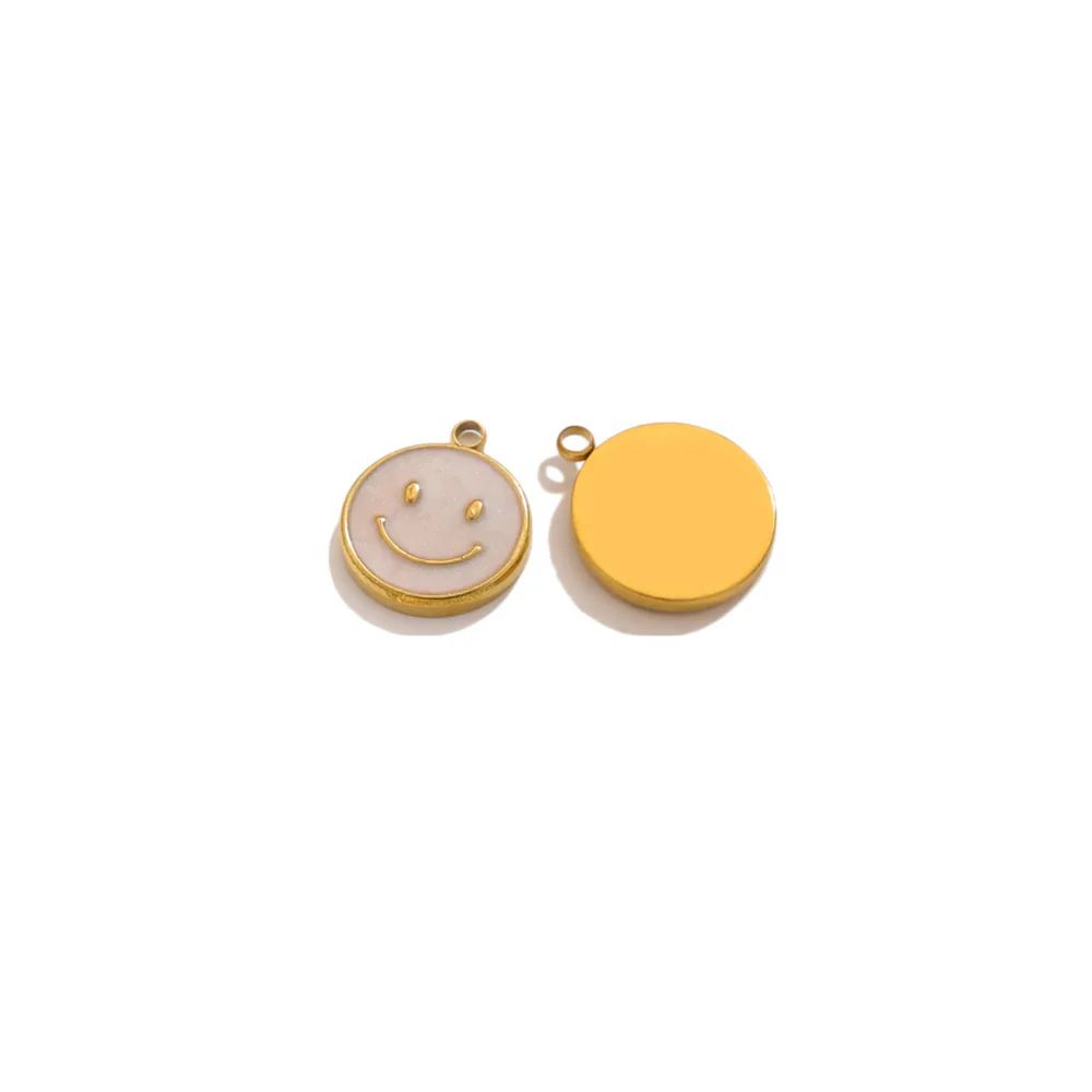 Gold & white smiley charm for her
