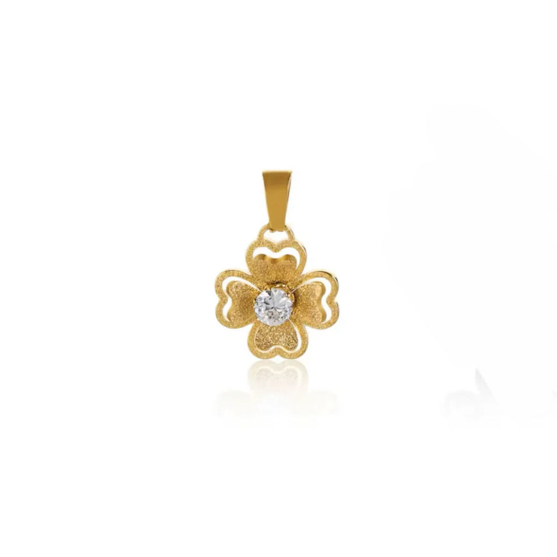 Gold flower charm with a central gemstone for her