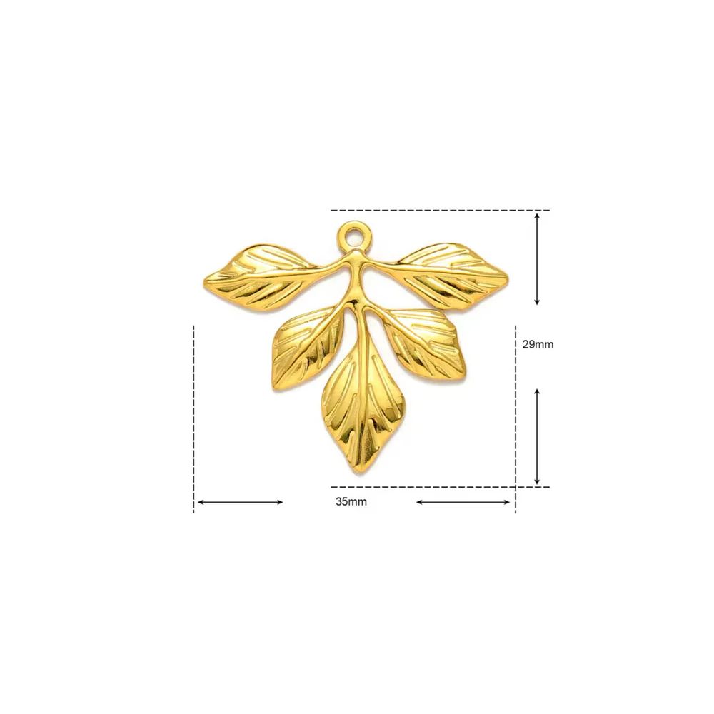 Premium stainless steel leaf gold charm for her