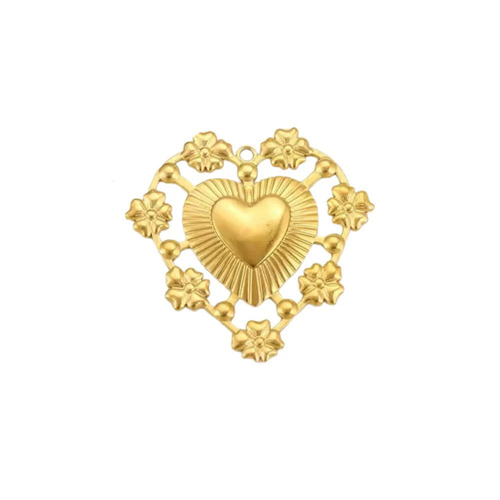 Premium gold heart shaped pendant with floral design for her