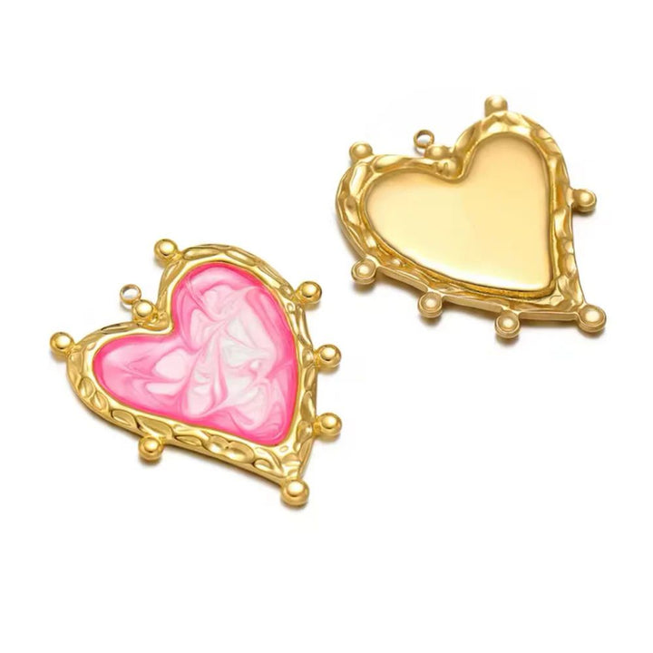 Cute stainless steel gold & pink heart charm for her