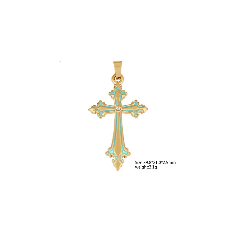Unique stainless steel gold cross charm for her