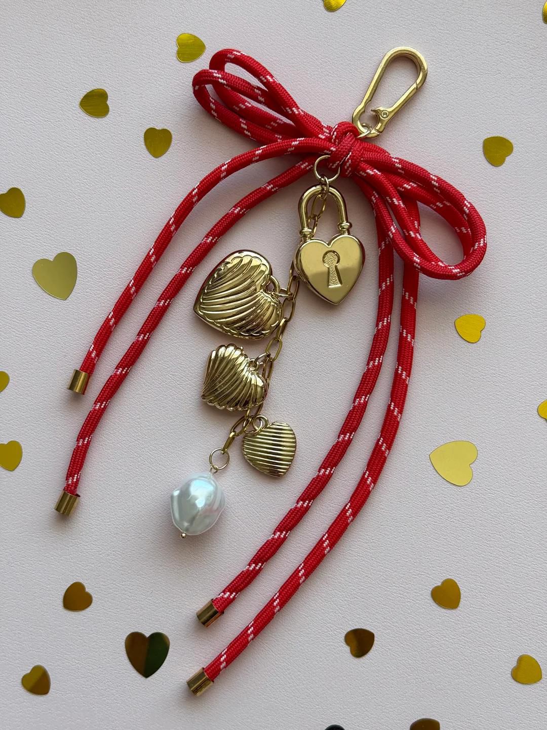 CC LOCK AND HEART BAG CHARM