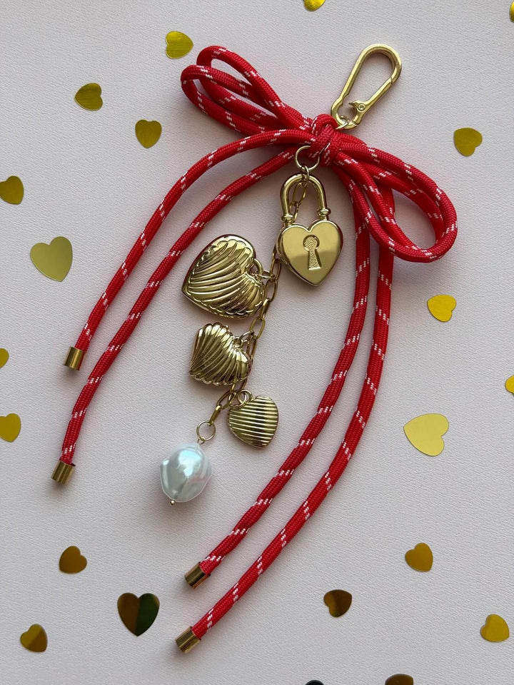 CC LOCK AND HEART BAG CHARM