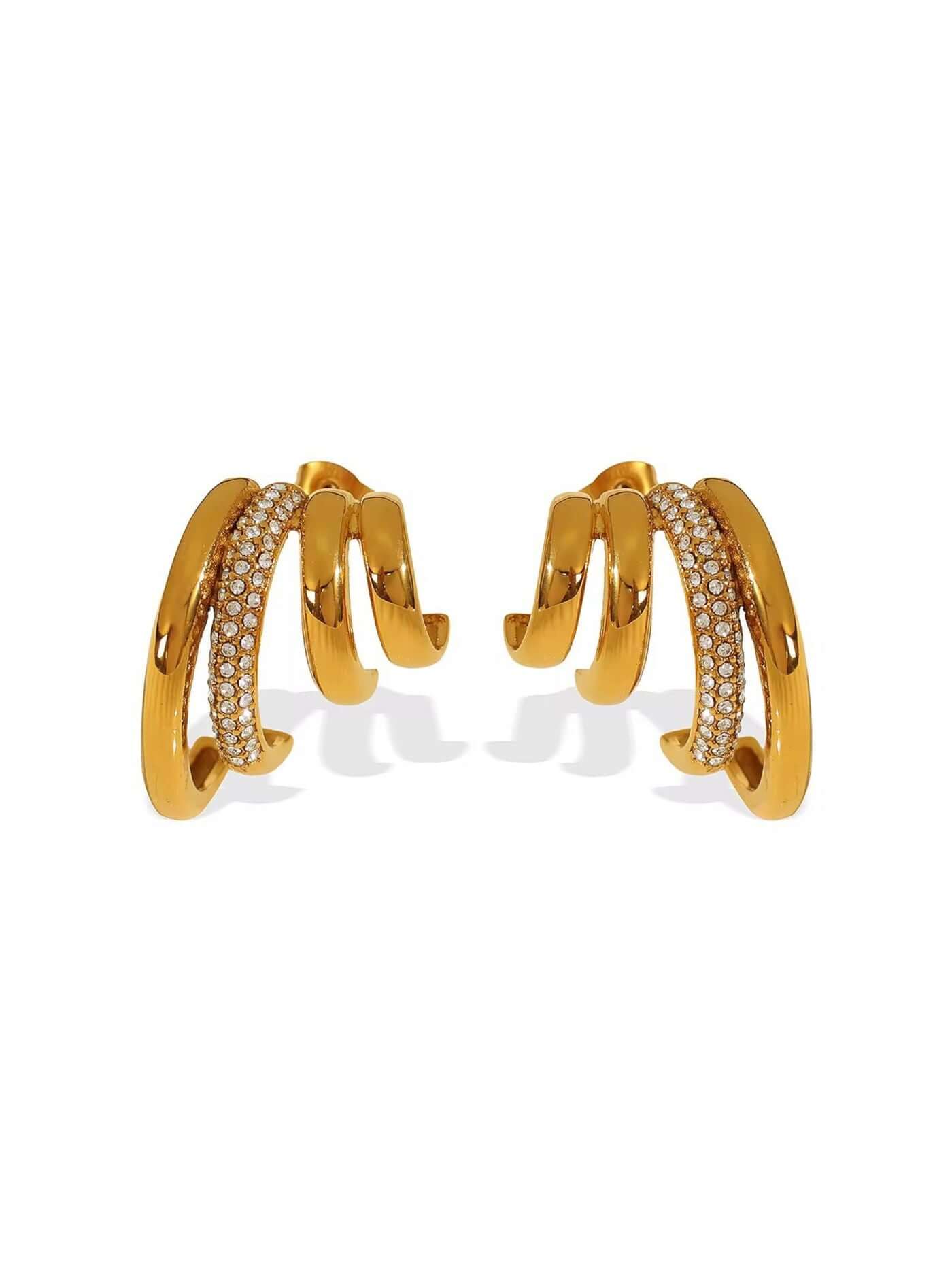 Gold hoop earrings with embedded stones for her