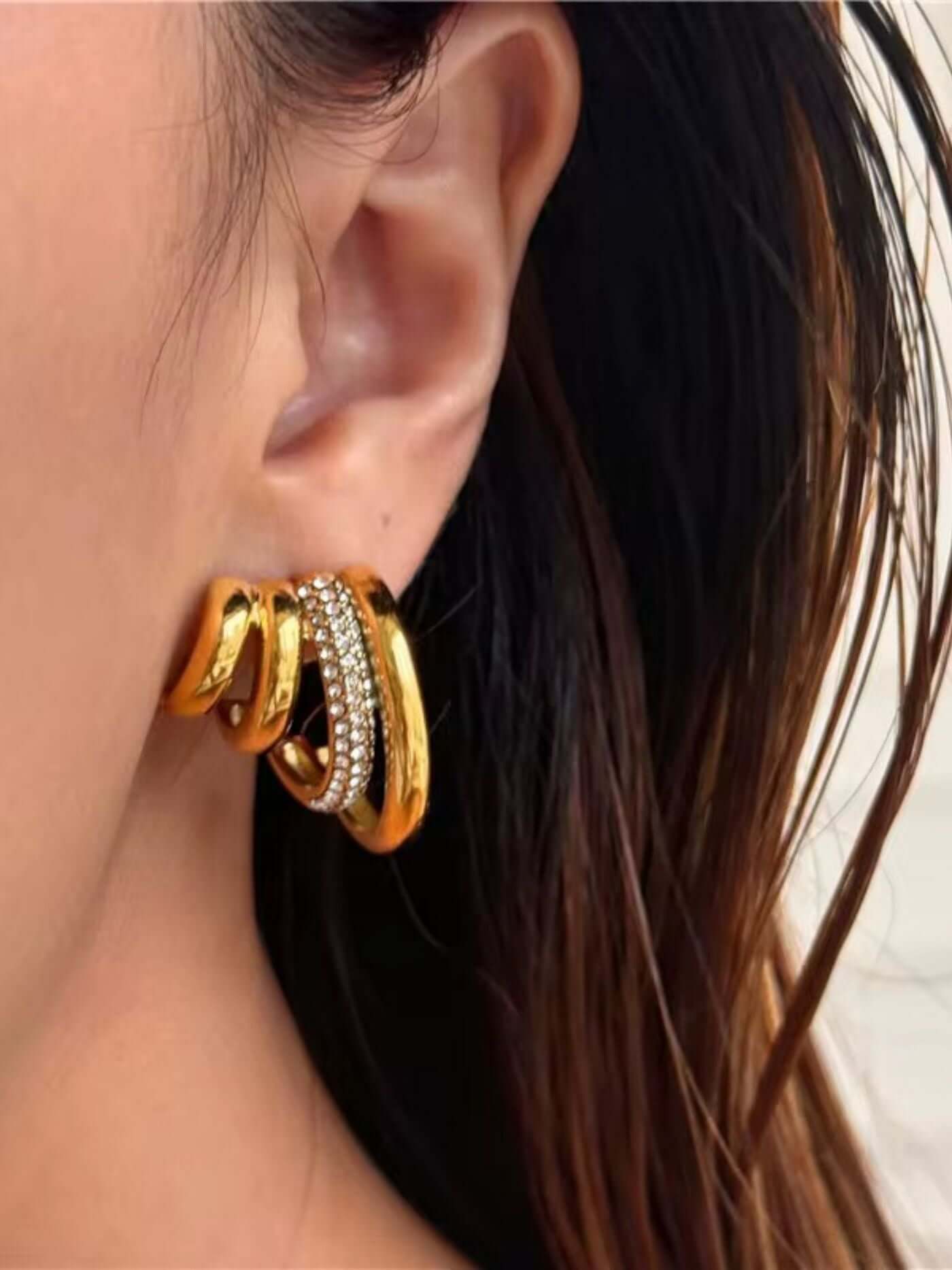 Hoop stainless steel gold earrings for her