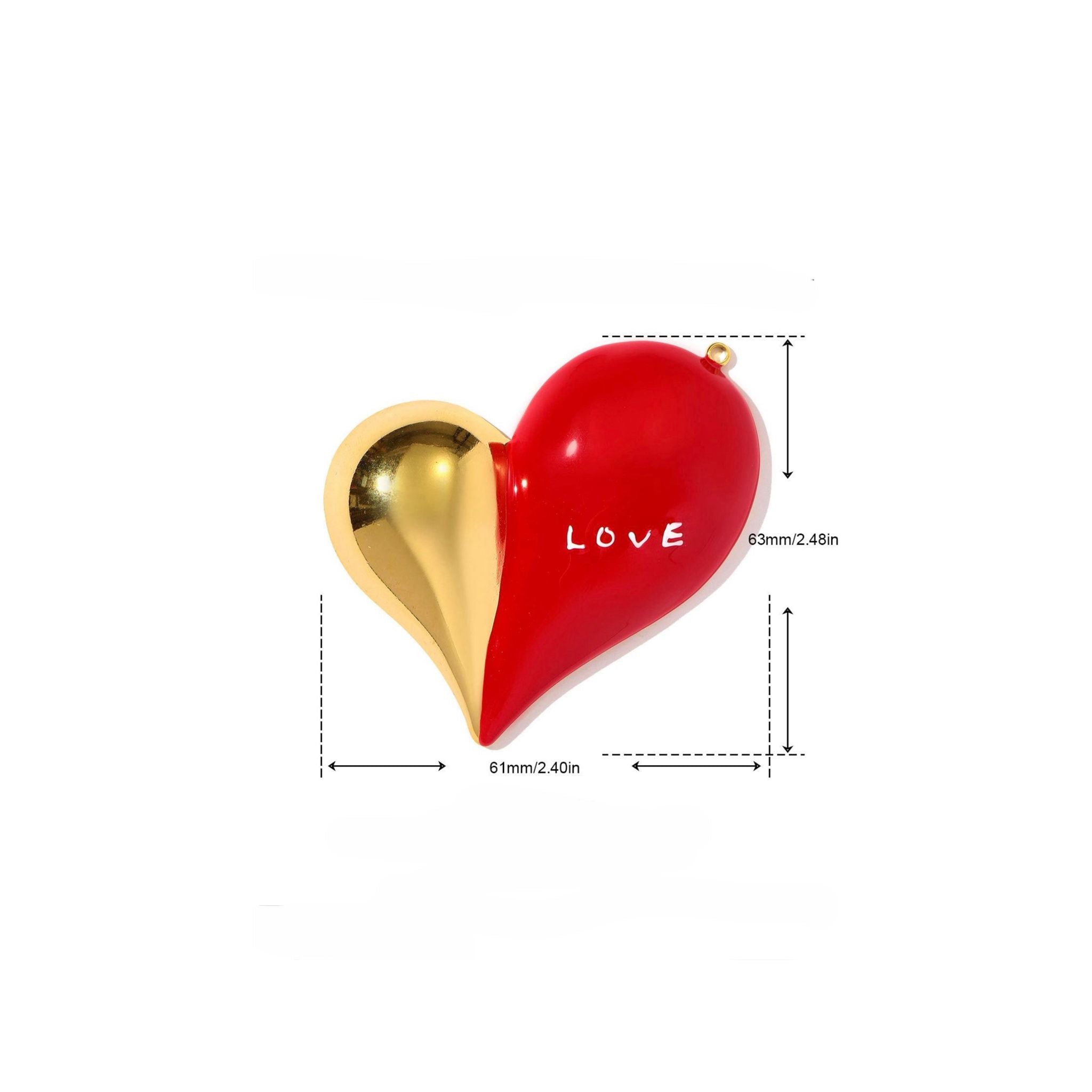 CC GOLD RED HEART CHARM