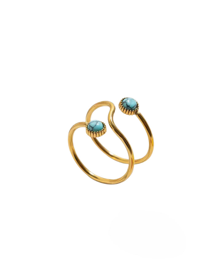 Artistic gold blue moonstone ring with stone for her