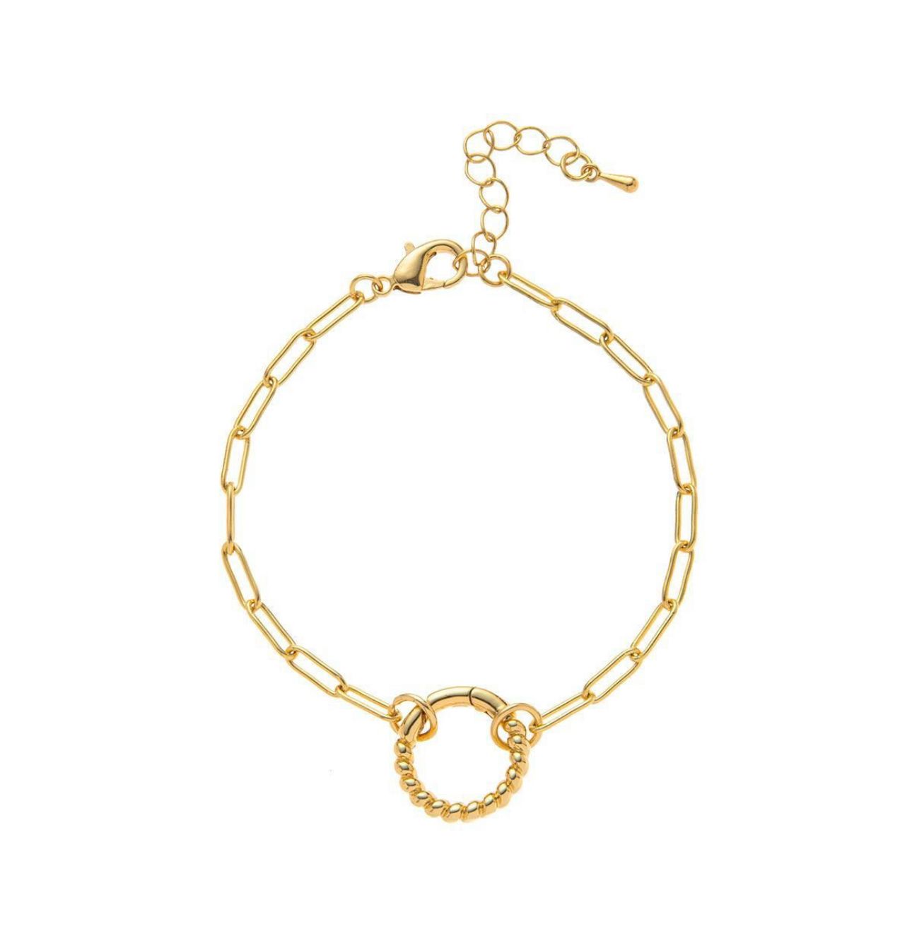 An 18k gold plated bracelet with a round clasp, made of high quality stainless steel.
