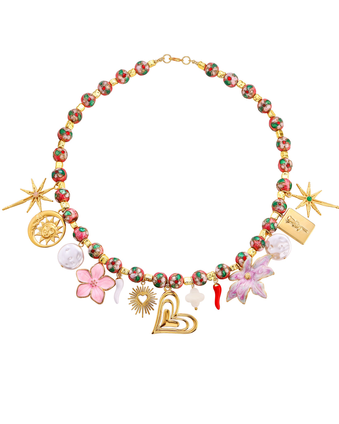 FOREVER BEADS MULTI CHARM NECKLACE