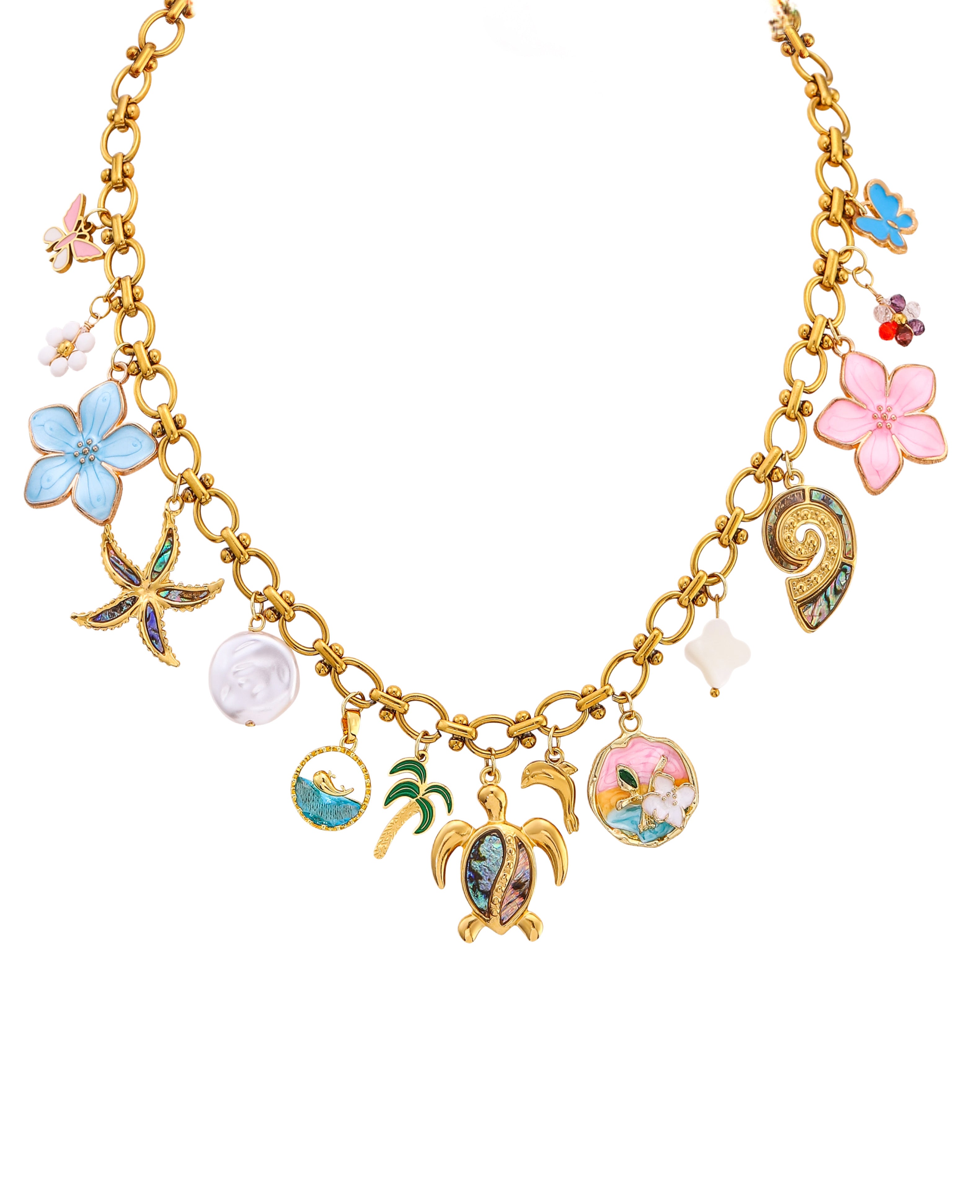 BEACHY BLING MULTI CHARM NECKLACE