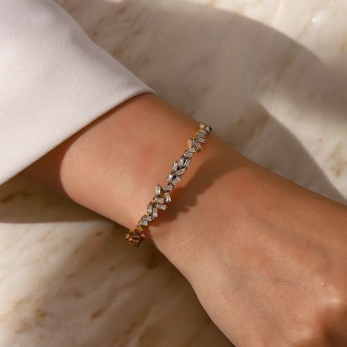 Lightweight irish zircon cuff bracelet with stones for her