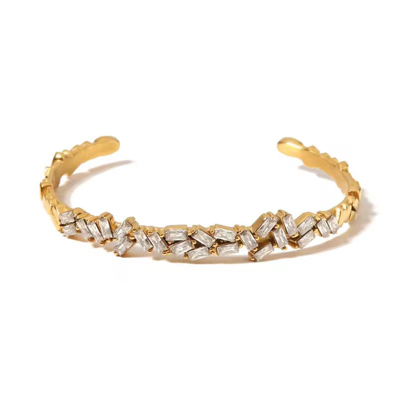 Chic gold irish zircon cuff bangle for her