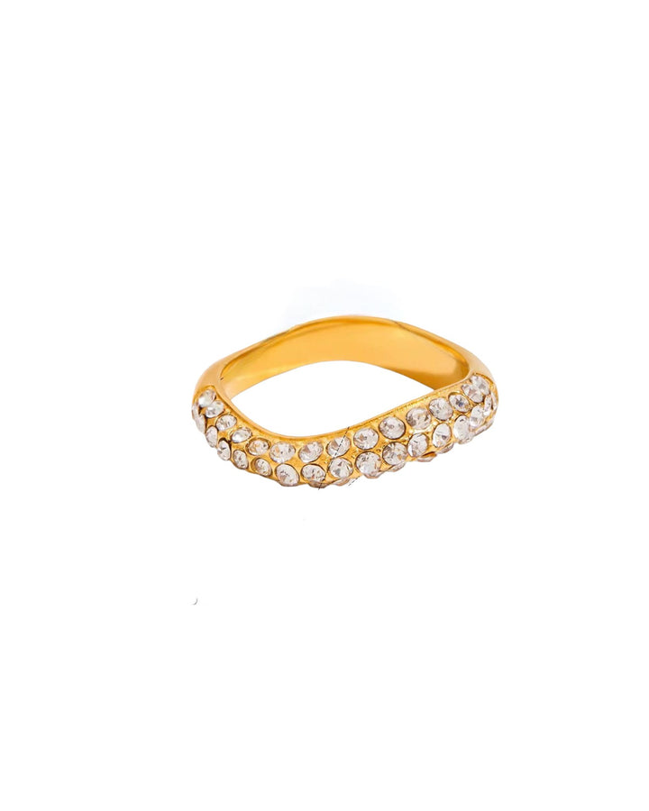 Classy gold twisted zircon ring for daily wear